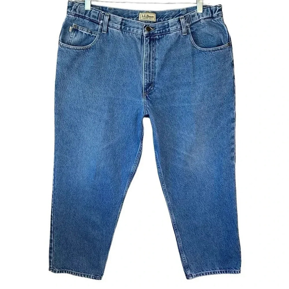 L.L. Bean Vintage Comfort Waist Straight Leg Denim Blue Jeans 40 X29 Medium Wash - Picture 1 of 16
